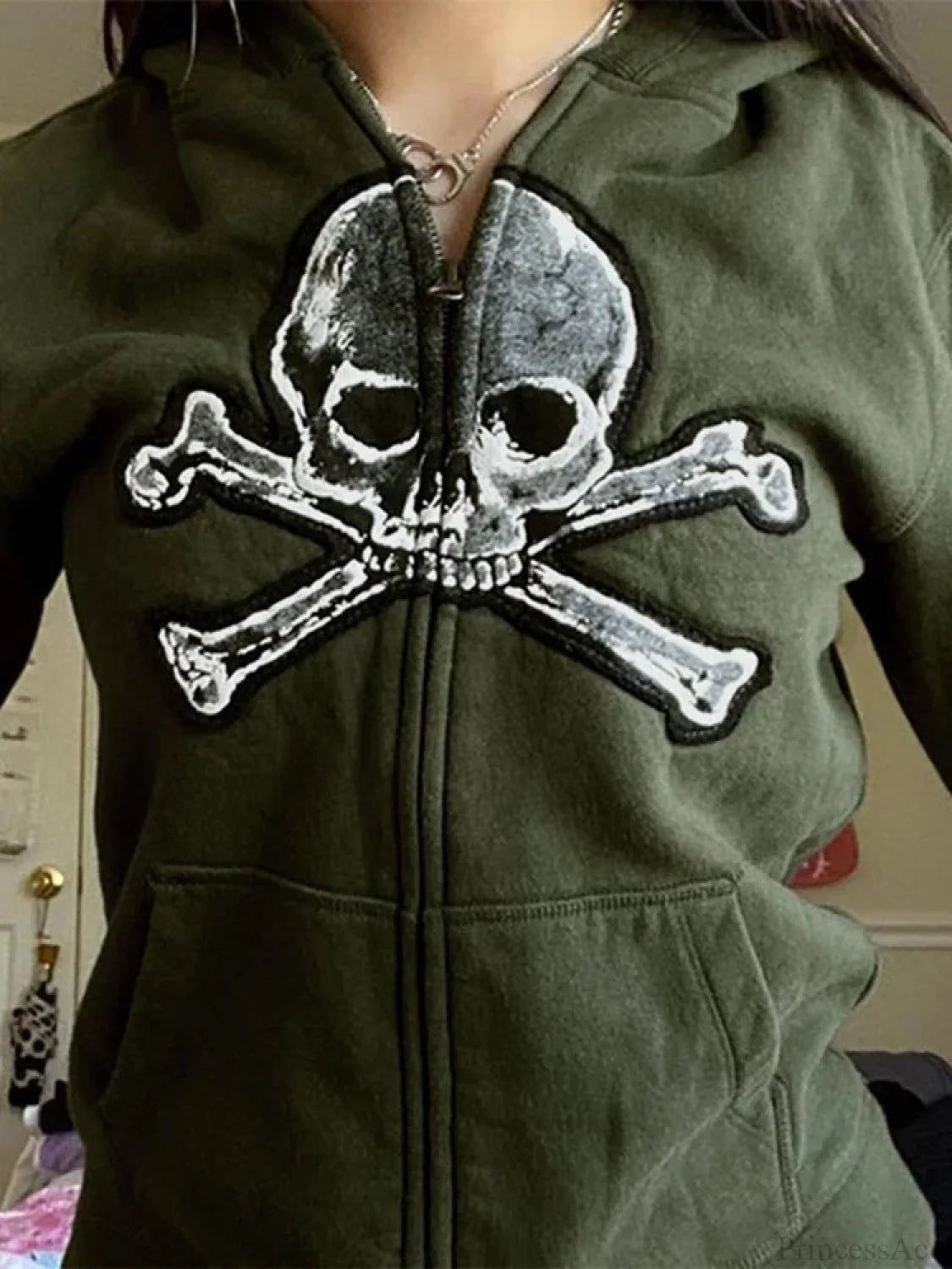 Dark Vintage Skull Zip Hoodie