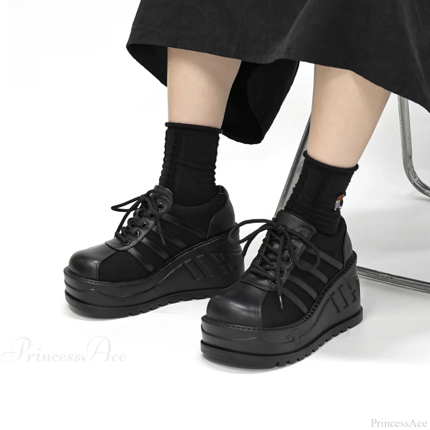 Dark Wedge Platform Rebel Sneaker