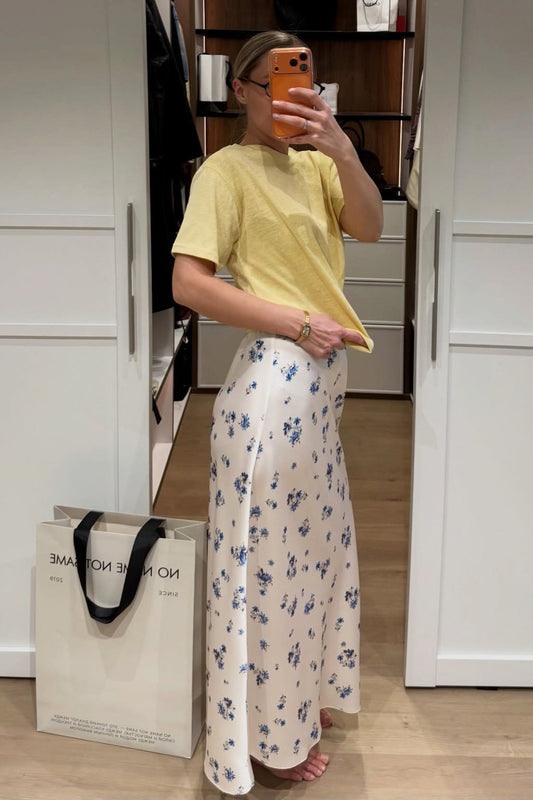 Floral Satin Midi Skirt