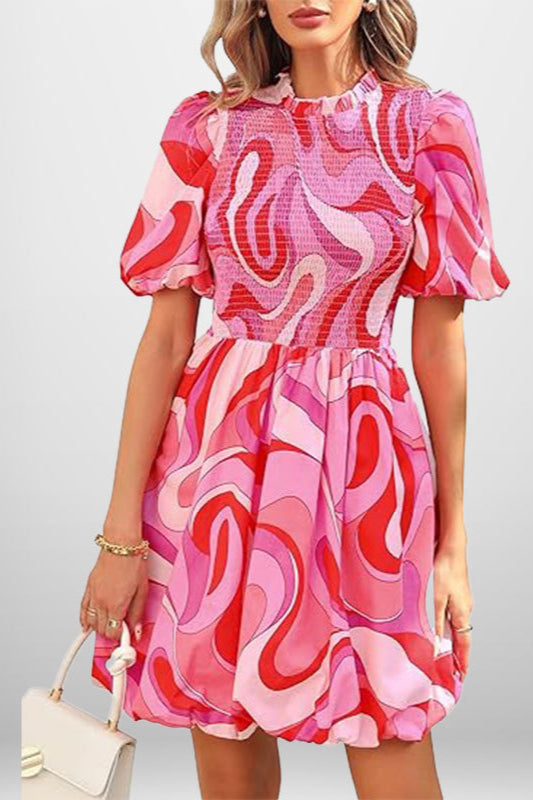 Schlichtes Partykleid mit hoher Taille und Schößchen