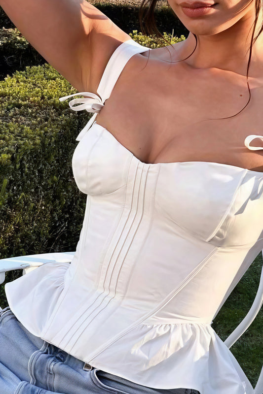 White Bow Slim Fit Cami Top