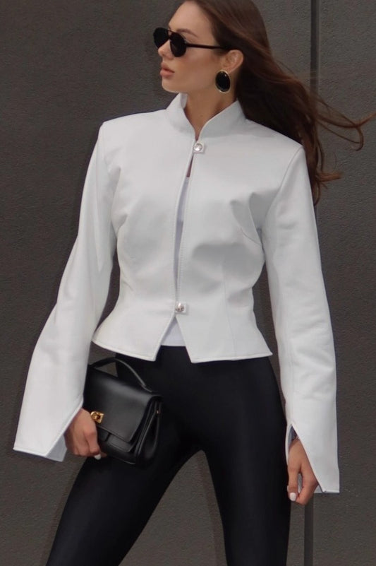 Lederjacke mit Stehkragen