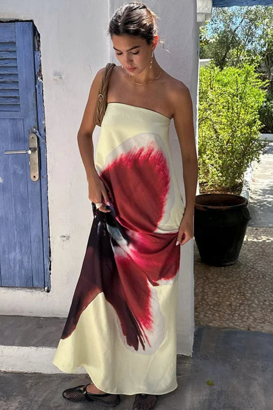 Rückenfreies, lockeres Maxikleid mit Blumenmuster 