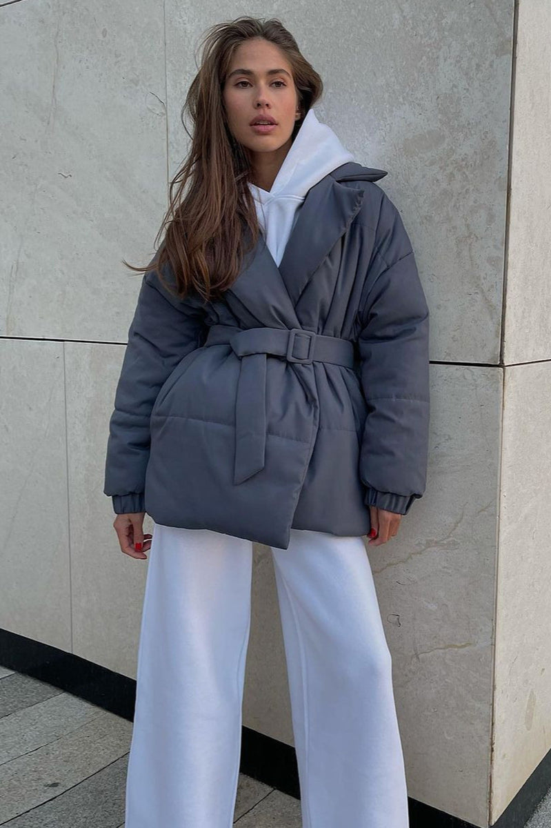 Slim Fit Lapel Belted Winter Coat coats