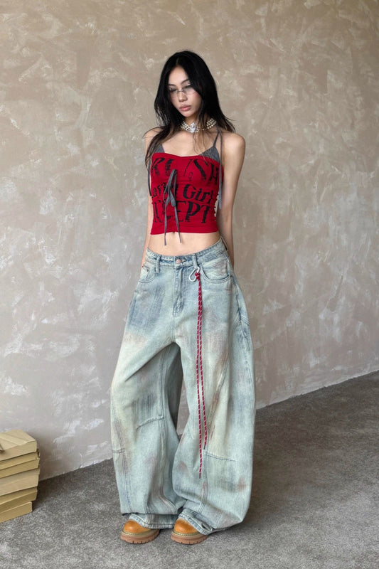 Y2K Hellblaue Baggy-Jeans 