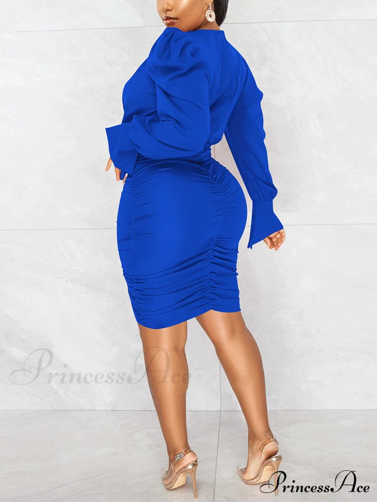 Deep V-Neck Front Trendy Tie Mini Dress Dresses