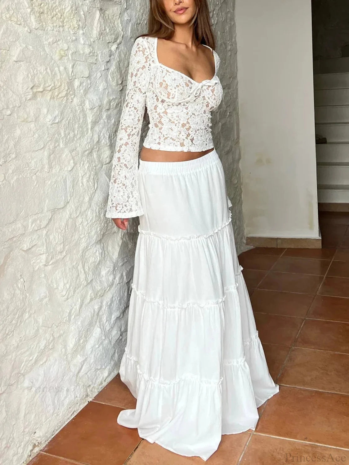 Delicate Long Sleeve Transparent Blouse WHITE / S