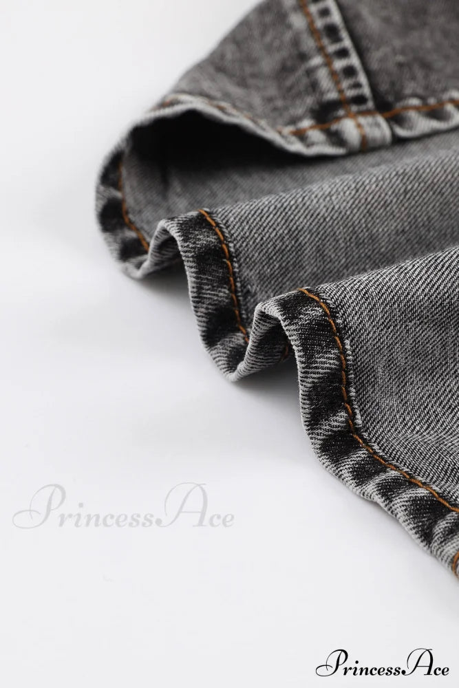 Denim - Jacket Puff Button-Up Arm Black Outerwear