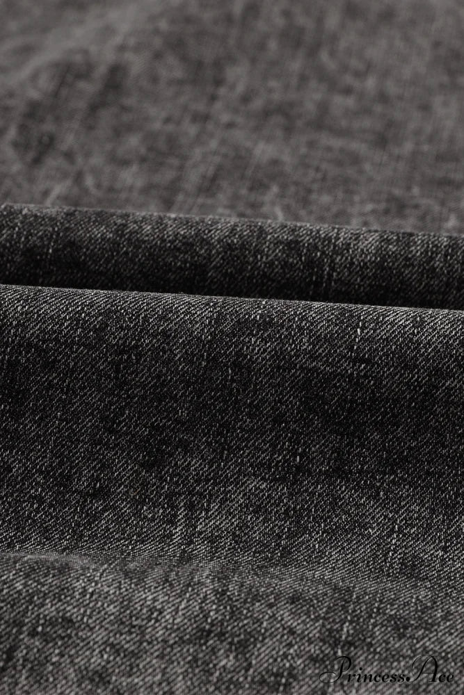 Denim - Jacket Puff Button-Up Arm Black Outerwear