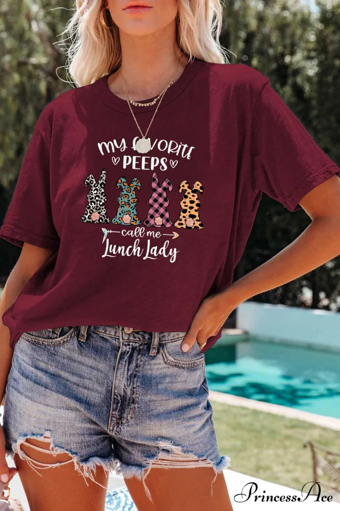 Design Graphic Rabbit T-Shirt Wine Red / S Tees