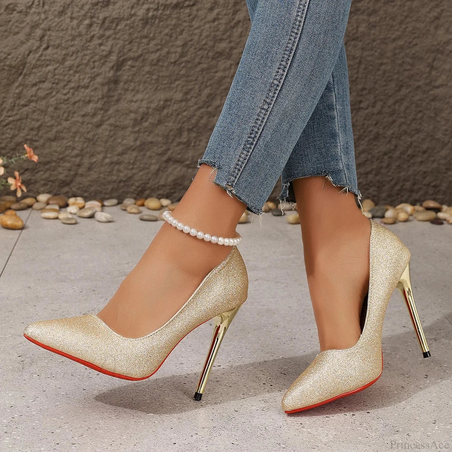 Designer Pointed Toe Red Bottom Sexy Party Pumps Women High Heels Plus Size Zapatos De Mujer Heel