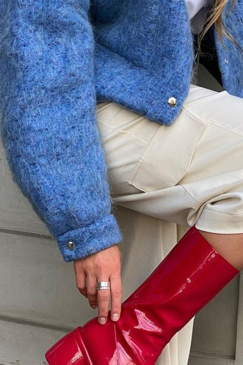 Long Sleeve Blue Wool Jacket