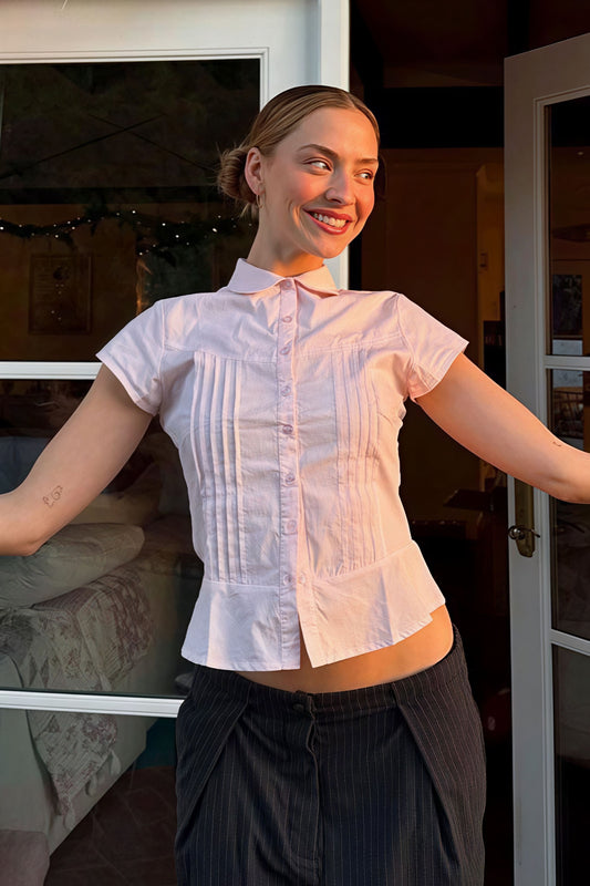 Unique Design Slim Fit Short Sleeve Blouse