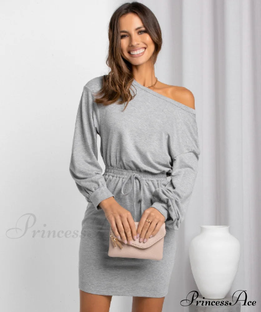 Diagonal Shoulder Fashion Skirt With Round Neck (Set Of 2) S / Black