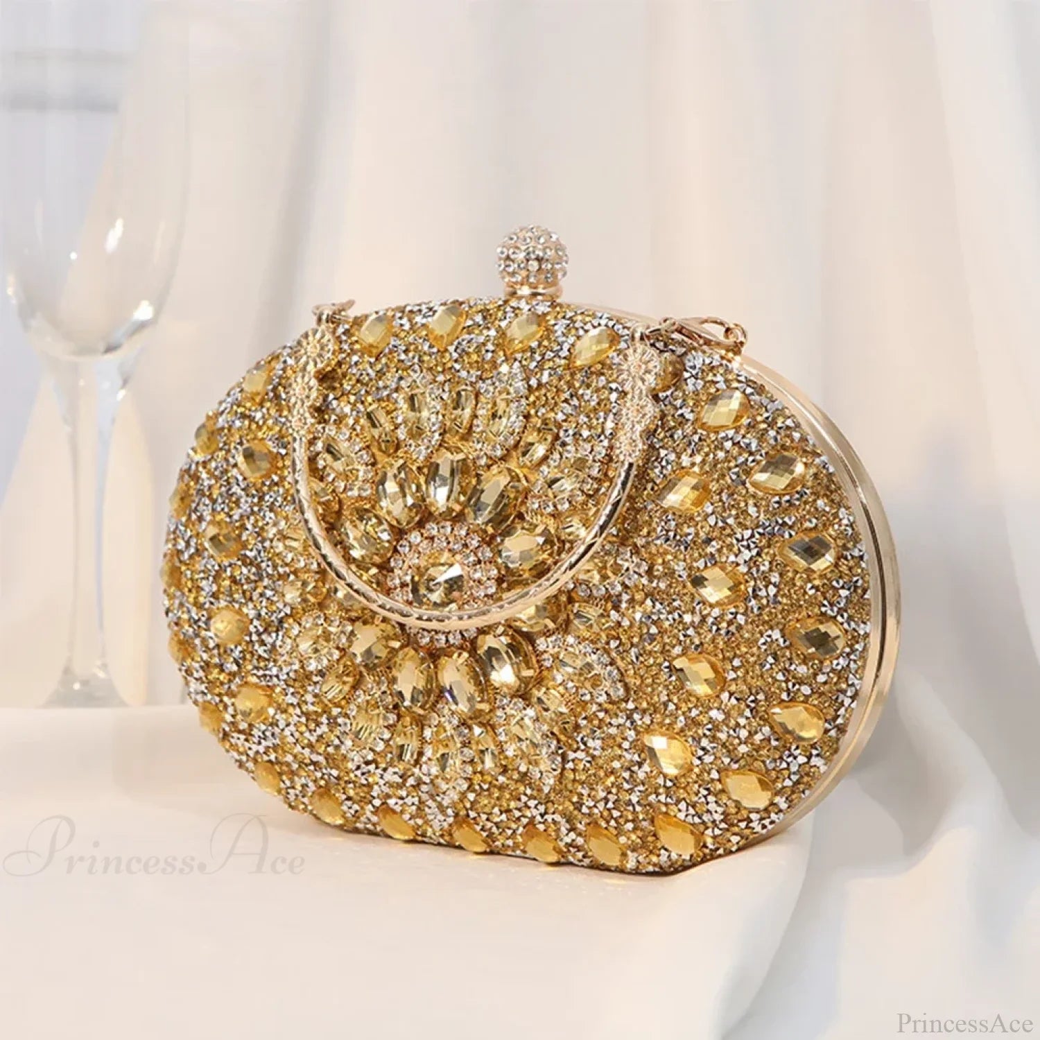 Diamond Luxury Crystal Clutch Evening Wedding Party Purse Gold clutchbag-250126