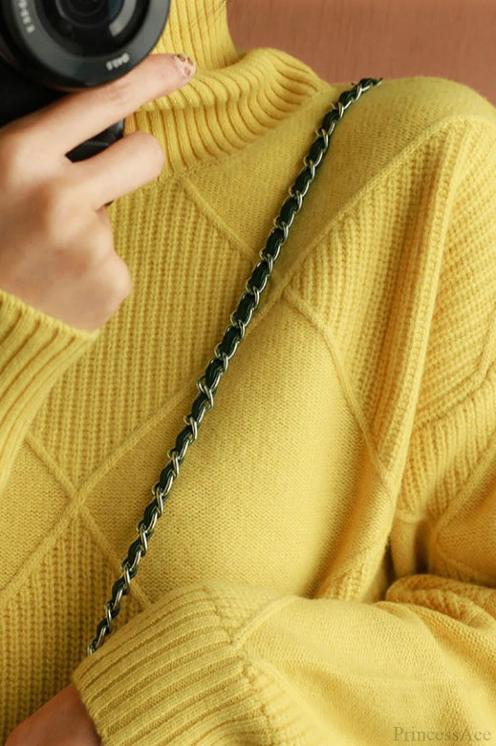 Diamond Pattern Turtleneck Loose Long-Sleeve Sweater