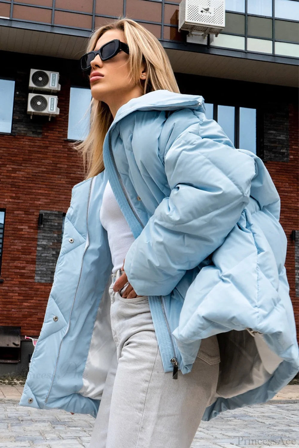 Diamond Quilted Matte Shiny Oversized Wide Lapel Coat