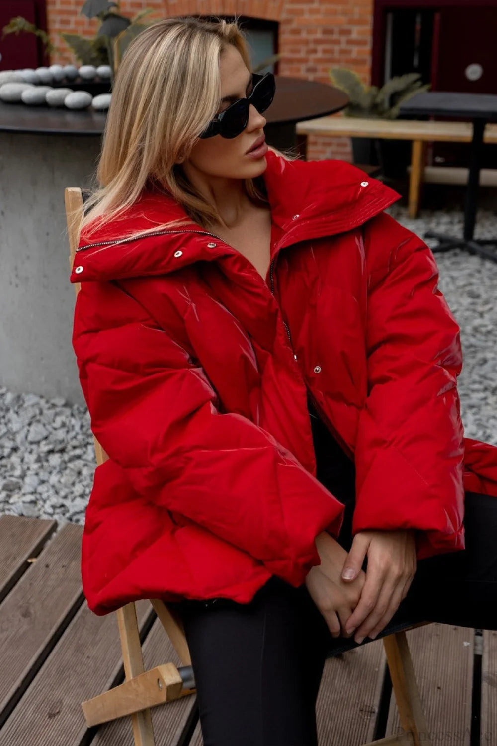 Diamond Quilted Matte Shiny Oversized Wide Lapel Coat