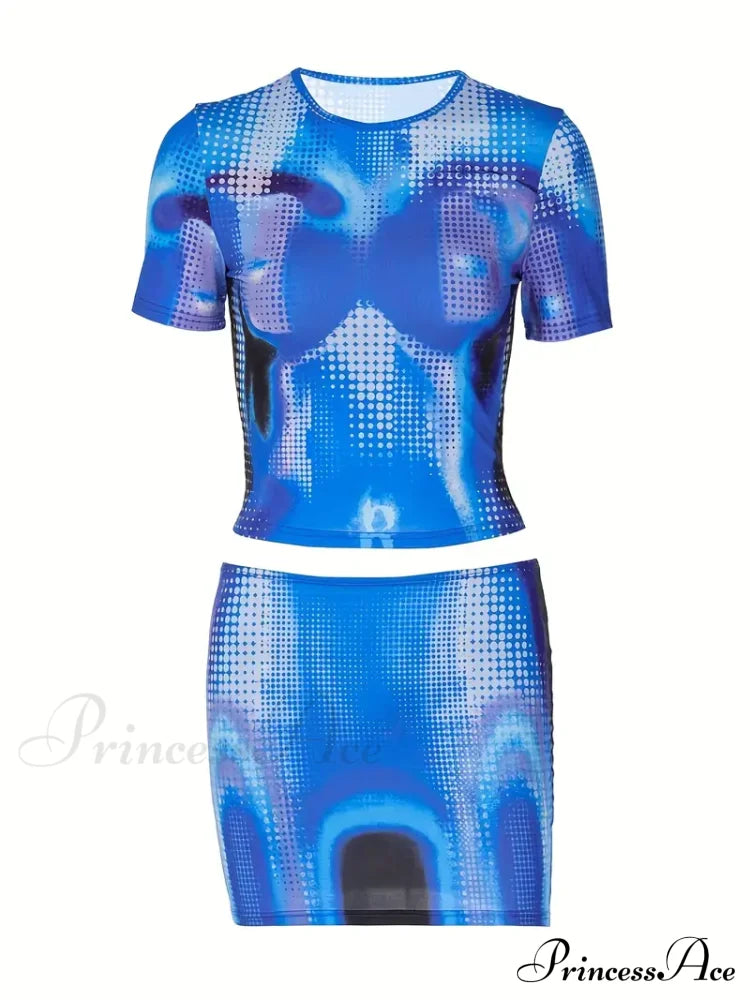 Digital Blue Bold Pixelated Two-Piece Set - Diva L /