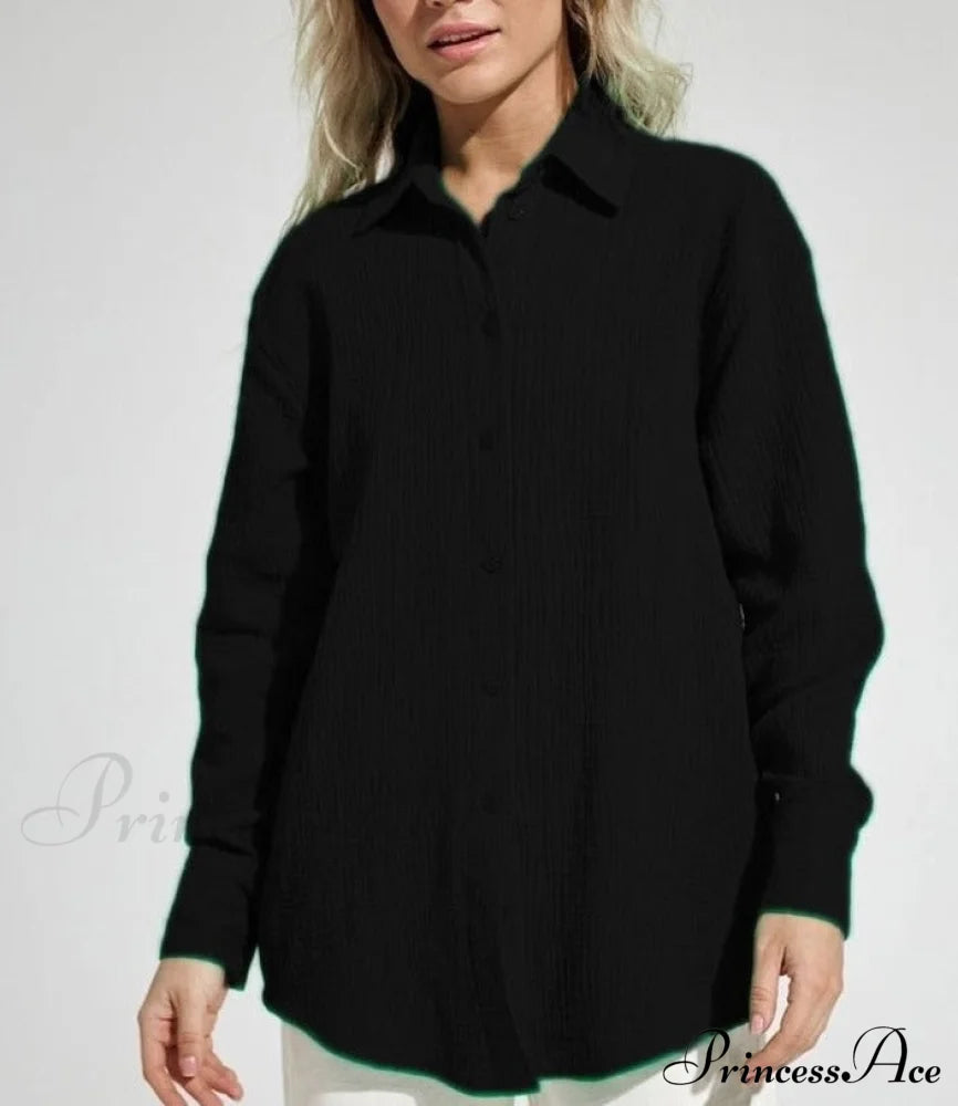 Dinora Button-Up Shirt Black / S Tops & Blouses