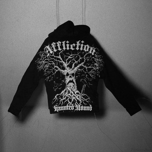 Distress Y2K Gothic Skull Hoodie black6 / S