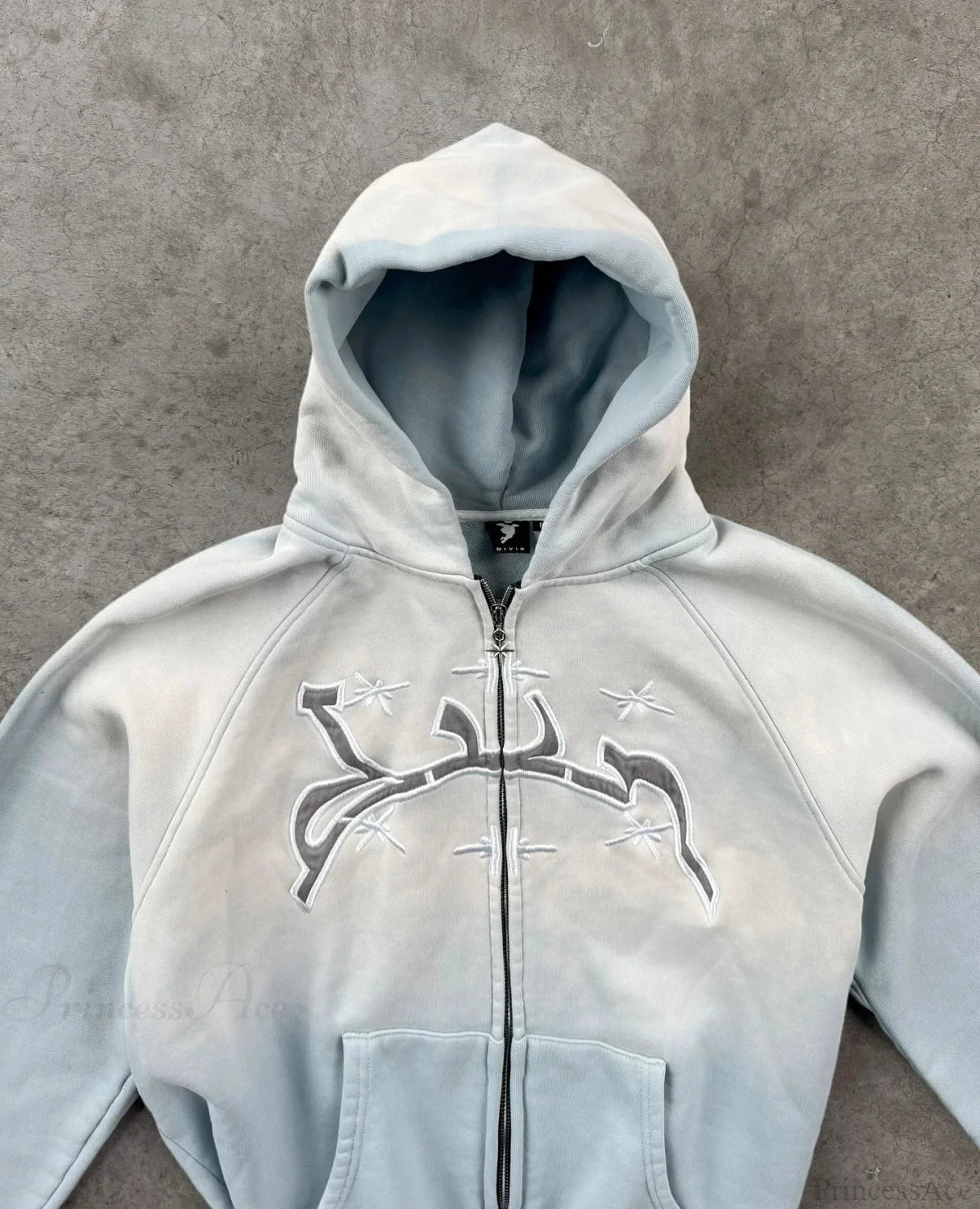 Divin Embroidery Zip Up Hoodie white 2 / M