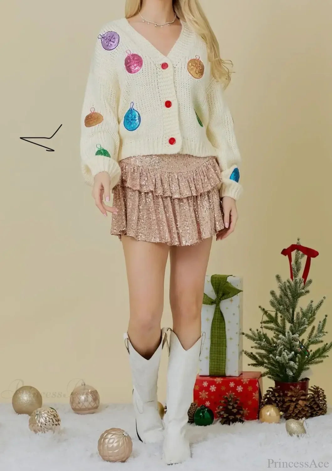 Doll Collar Tie-Up Sweater Cardigan