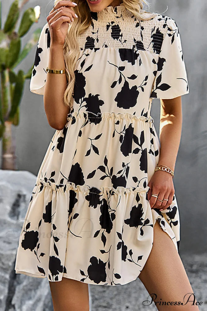 Dot Print Sleeveless Trendy V Neck Maxi Dress S / Seashell