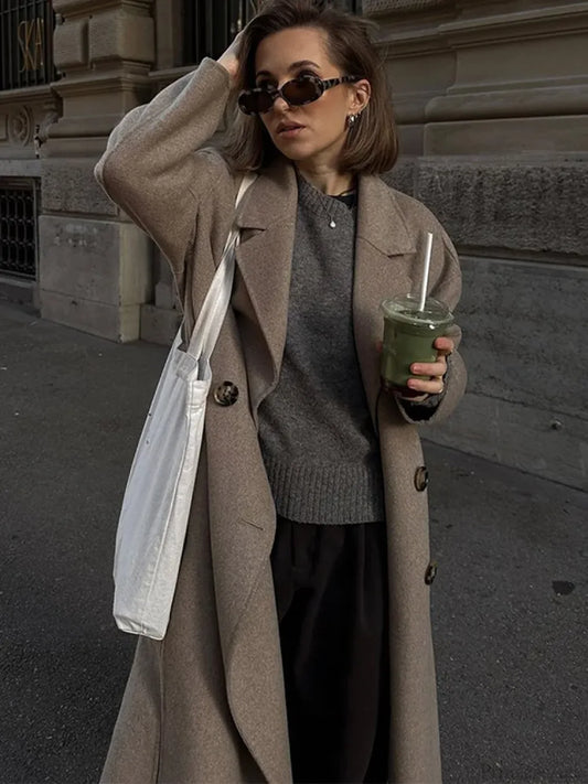 Double Breasted Woolen Coat Coats-241208