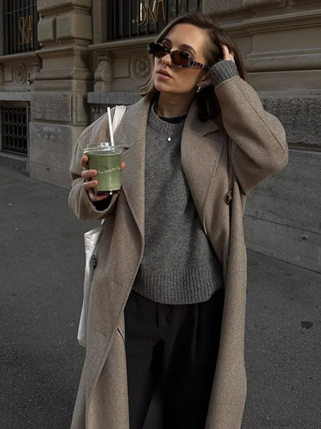 Double Breasted Woolen Coat Coats-241208