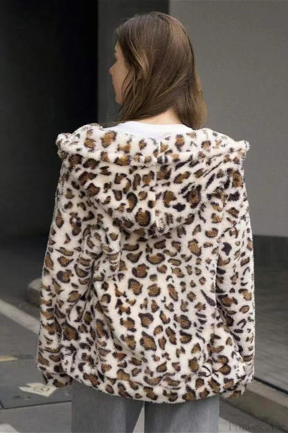 Double Fleece Printed Zipper Hooded Cardigan Hoodie