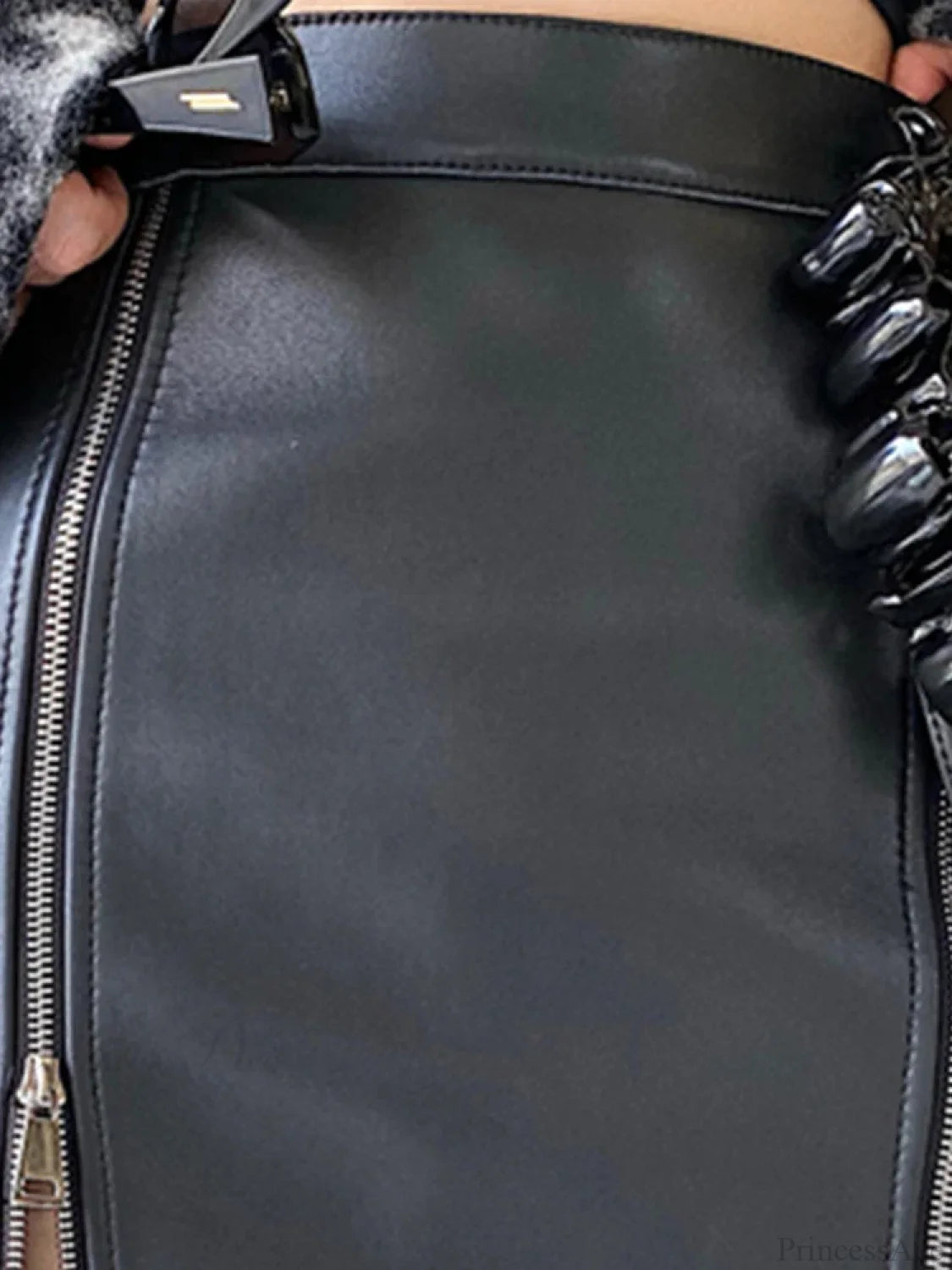 Double Slit Zipper Midi Skirt