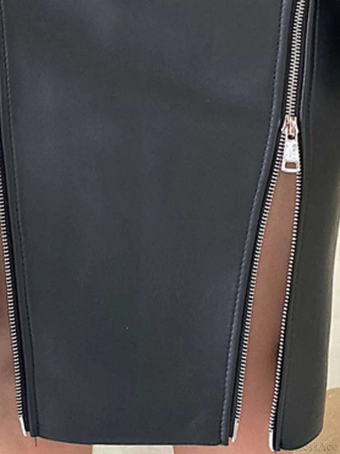 Double Slit Zipper Midi Skirt