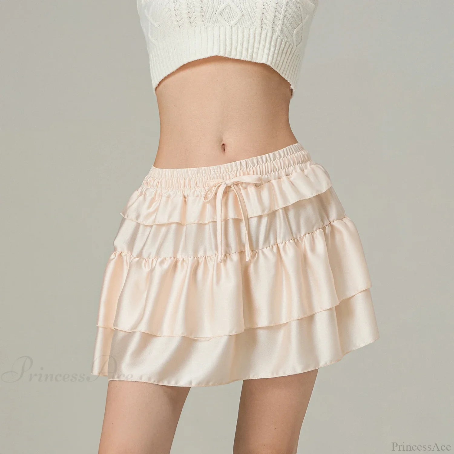Drawstring Layered Ruffles Skirt Ivory / S skirts-250223