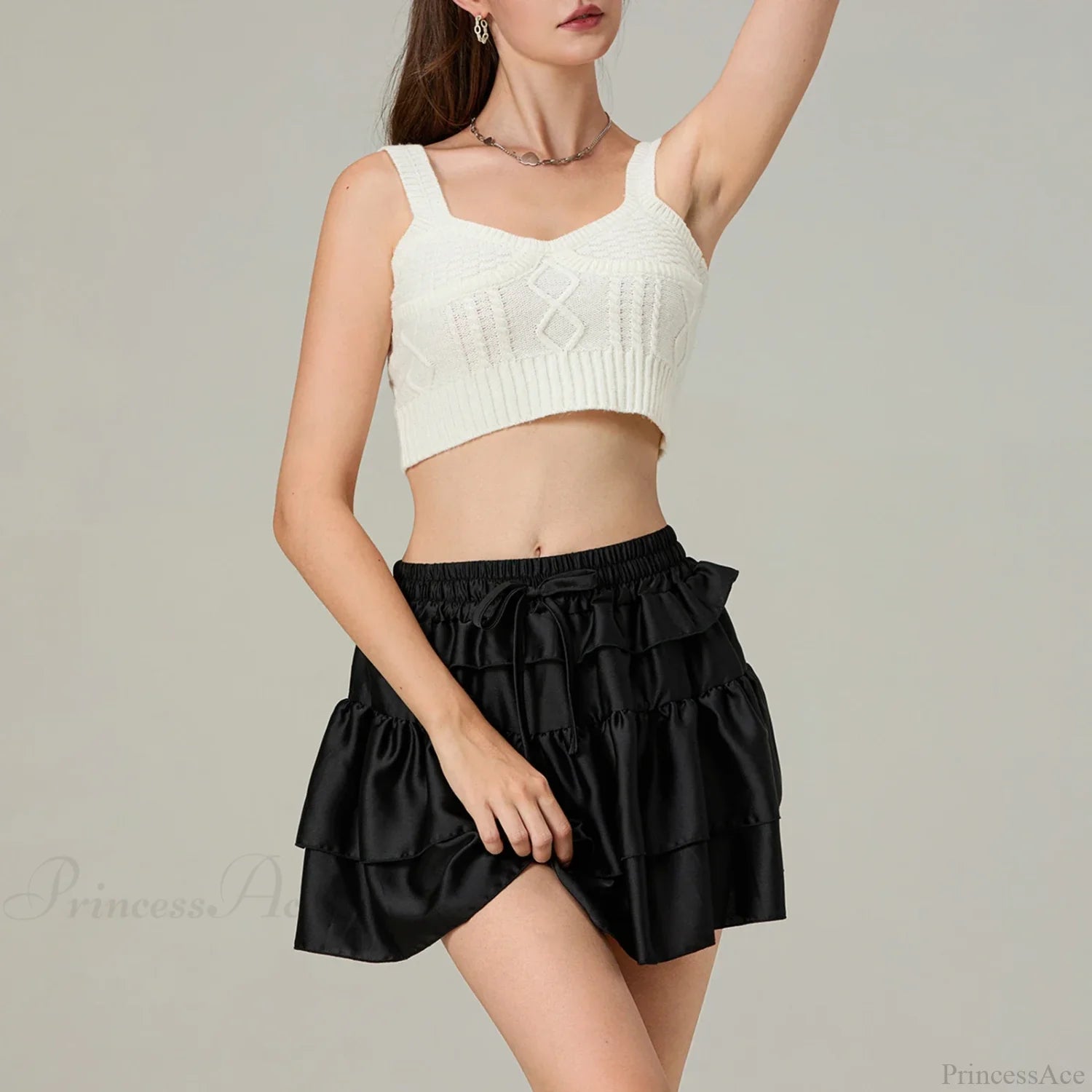 Drawstring Layered Ruffles Skirt skirts-250223