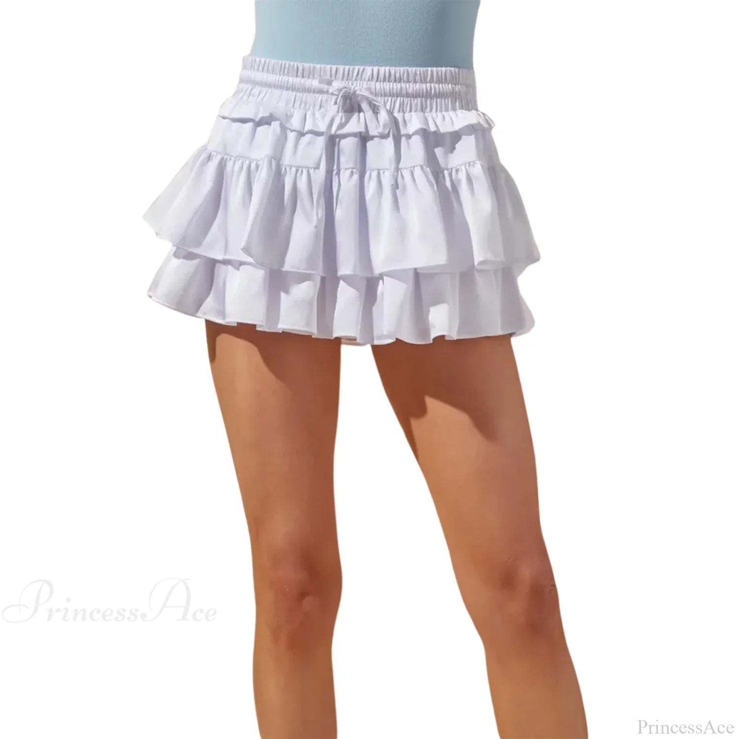 Drawstring Layered Ruffles Skirt WHITE / S skirts-250223