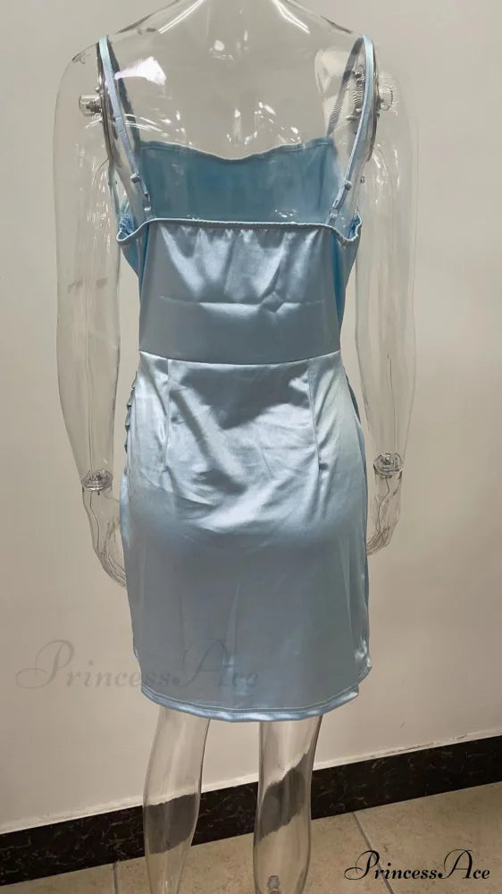 Dreamy In Satin Charming Ruched Mini Dress Club Dresses