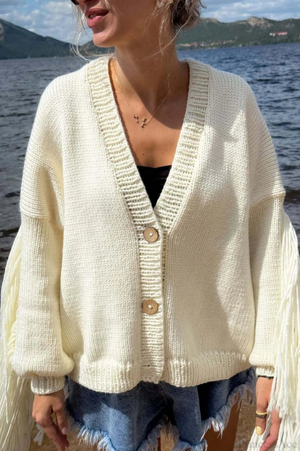 Duck Pattern Loose Knit Cardigan