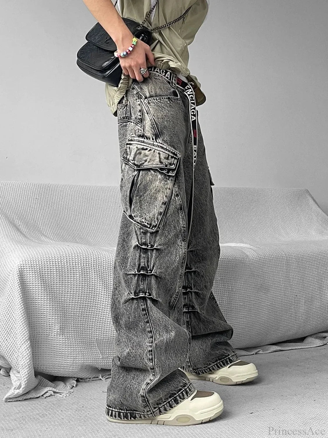 Dull Gothic Loose Cargo Pant GRAY / S