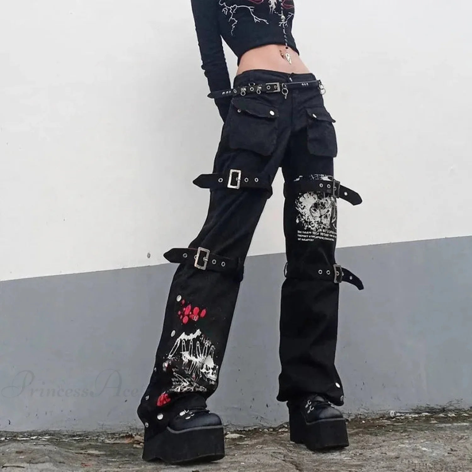 E-woman Gothic Black Cargo Pant Black / S