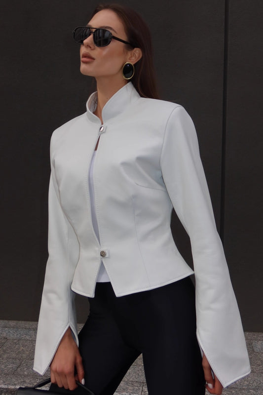 Lederjacke mit Stehkragen