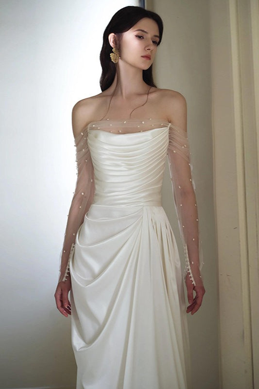 Trägerloses schulterfreies Feenkleid im Waldstil