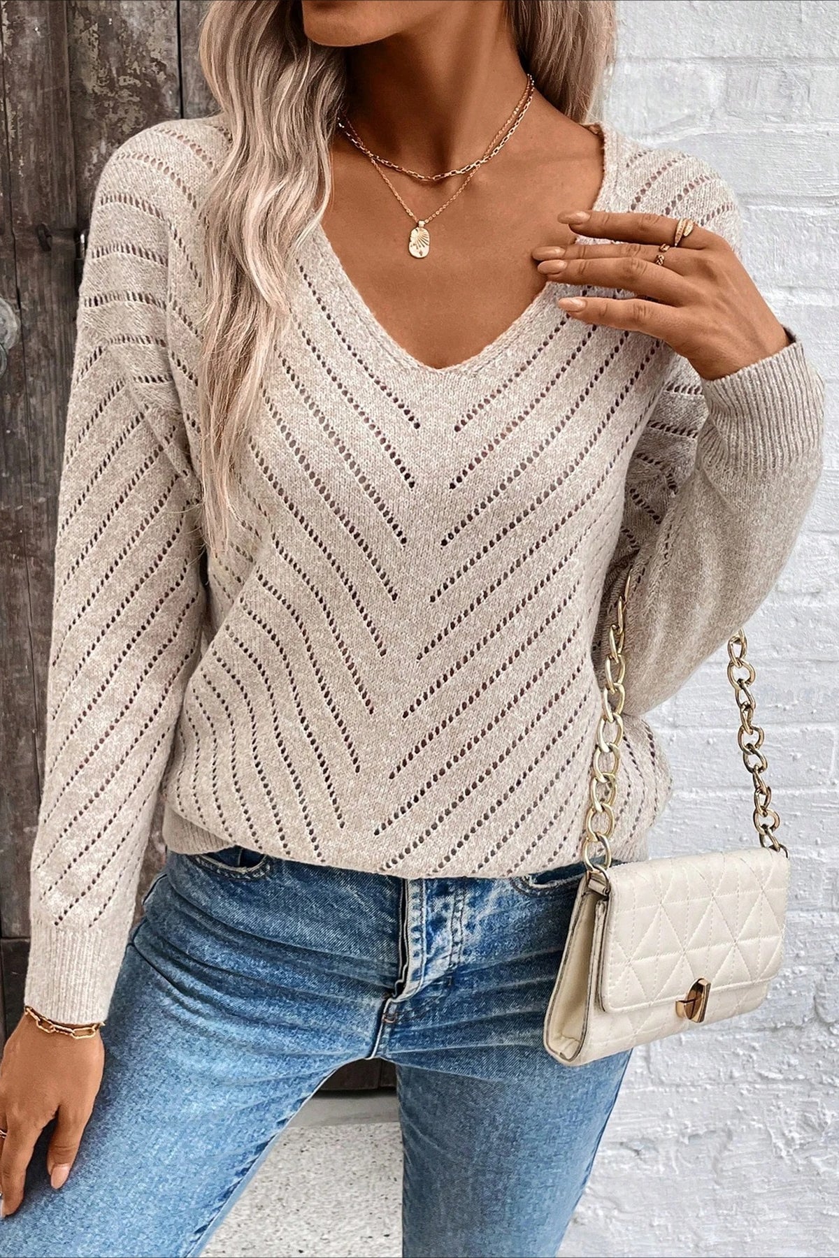 Hollow Knit Loose Pullover Sweater