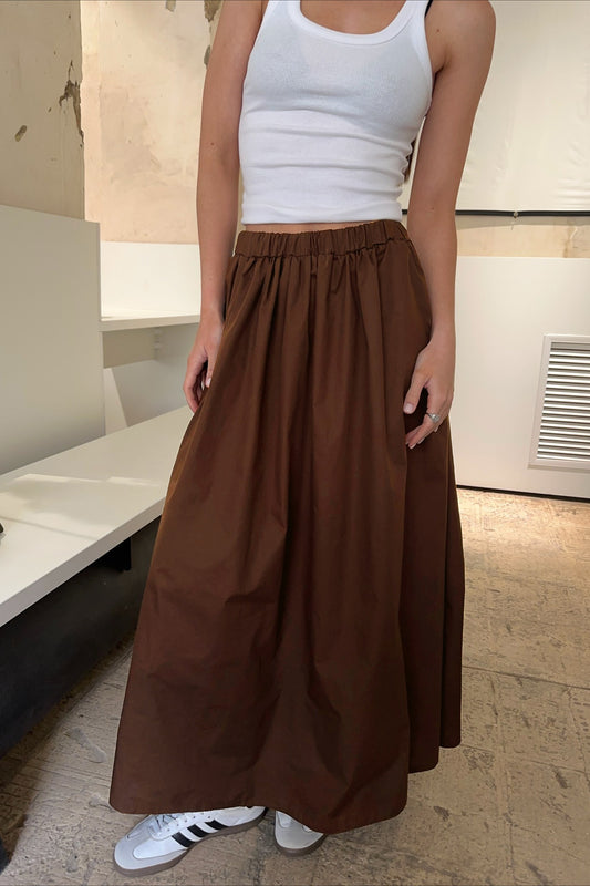 Elastic-Waist Full Maxi Skirt