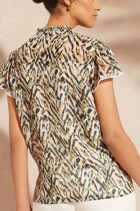 Elegante Bluse mit V-Ausschnitt und Spitzendetail