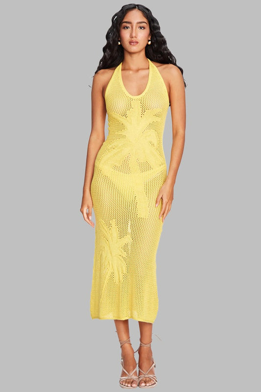 Strukturiertes, hohles, figurbetontes Boho-Kleid mit tiefem Ausschnitt