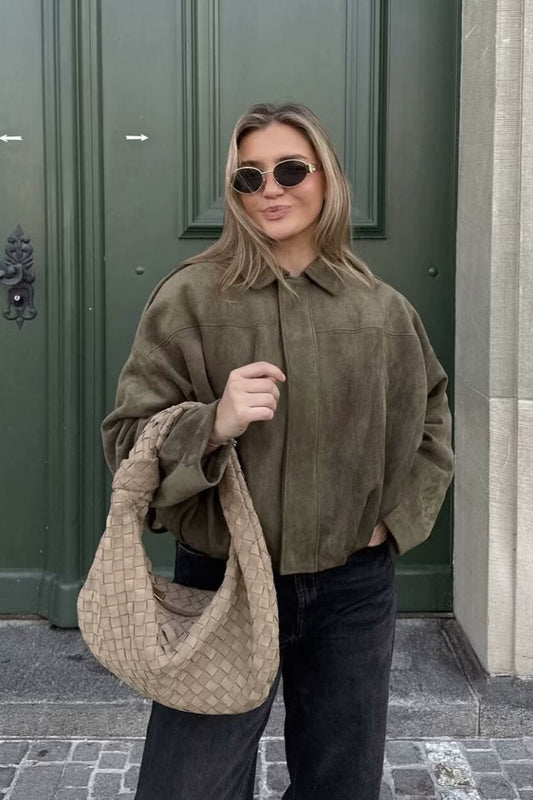 Sueded Texture Bomber Jacket