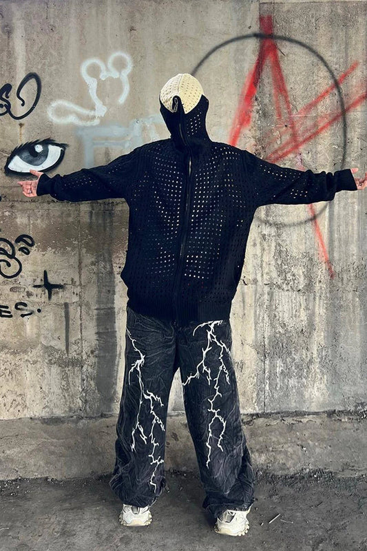 Oversize-Kapuzenpullover aus Vintage-Netzstoff 
