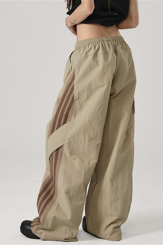 Farbblock-Streifen, schnelltrocknende, lockere Freizeithose