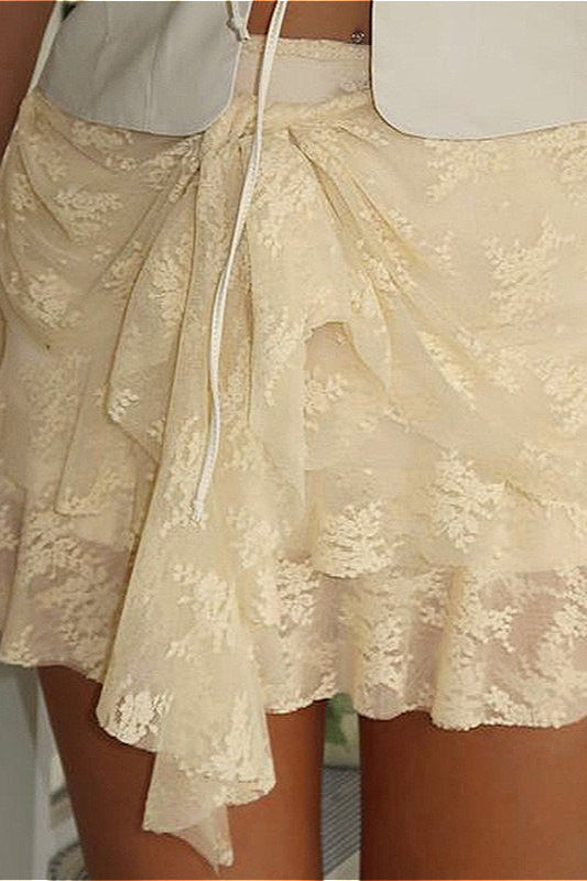 Vintage-Spitzenrock mit niedriger Taille in A-Linie